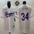 2023 world series Nike Texas Rangers #34 Nolan Ryan white majestic baseball jerseys