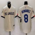 Nike Los Angeles Dodgers #8 Enrique Hernandez beige fashion MLB baseball Jersey