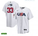 2023 World Cup #33 Lynn white USA majestic baseball jerseys