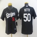 Nike Los Angeles Dodgers #50 Mookie Betts black women majestic baseball jersey