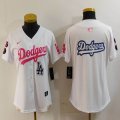 Youth Nike Los Angeles Dodgers white pink fashion MLB baseball Jersey-Joint name-BD 07