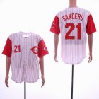 Cincinnati Reds Deion Sanders #21 white Red stripe baseball jersey