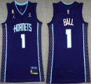 Jordan logo New Orleans Hornets #1 LaMelo Ball purple nba Jerseys 6 patch-XD