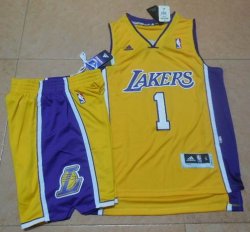 Los Angeles Lakers #1 D-Angelo Russell yellow nba basketball suits