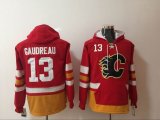 2017 Calgary Flames #13 Johnny Gaudreau red Ice hockey Hooded Sweatshirt