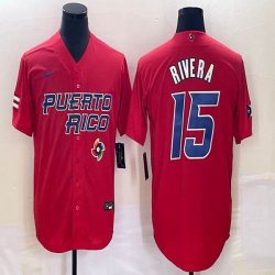 Puerto Rico Baseball #15 Emmanuel Rivera red 2023 World Baseball Classic Replica Player Jersey 01