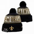 2024 New Orleans Saints black white yellow NFL Sports Cuffed Knit Hats 01