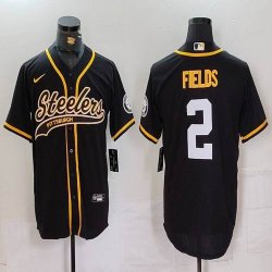 Nike Pittsburgh Steelers #2 Justin Fields black baseball jerseys Joint name-BD