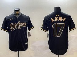 Los Angeles Dodgers #17 Shohei Ohtani Nike black gold majestic baseball Jersey -BD 02