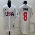 2023 World Cup #8 Trea Turner white USA majestic baseball jerseys 10