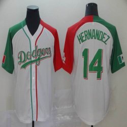 Los Angeles Dodgers #14 Teoscar Hernández white red green baseball jerseys