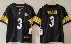 Women Pittsburgh Steelers #3 Russell Wilson Black Nike Vapor F.U.S.E. Limited Jersey