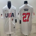 2023 World Cup #27 Mike Trout white USA majestic baseball jerseys 11