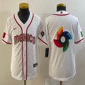 Youth 2023 World Cup Mexico blank white majestic baseball jerseys 06