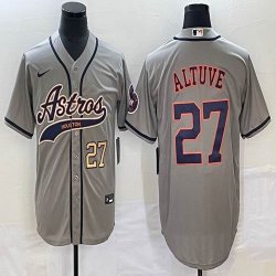 Nike Houston Astros #27 Jose Altuve gray majestic baseball jerseys Joint name -BD 02