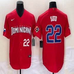 2023 World Cup Dominican Republic\'s #22 Juan Soto red majestic baseball jerseys 05