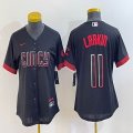 Women Nike Cincinnati Reds #11 Barry Larkin black majestic baseball jerseys