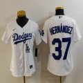 Women Nike Los Angeles Dodgers #37 Enrique Hernandez white majestic baseball jerseys 02