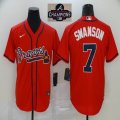 Nike Atlanta Braves #7 Dansby Swanson red majestic baseball jerseys