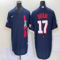 Nike Los Angeles Angels #17 Shohei Ohtani blue majestic baseball jerseys -BD