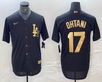 Los Angeles Dodgers #17 Shohei Ohtani Nike black gold majestic baseball Jersey -BD