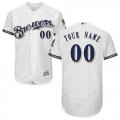 Custom Milwaukee Brewers white Flexbase Authentic Collection Jersey