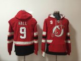 2017 New Jersey Devils 9# Taylor Hall red ice beige hockey Hooded Sweatshirt