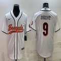 Nike Cincinnati Bengals #9 Joe Burrow white baseball jerseys Joint name-BD