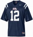 Custom Blue Ole Miss 12 blue college football jersey