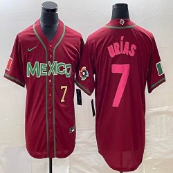 2023 World Cup Mexico #7 Julio Urias red majestic baseball jerseys 114