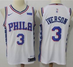 Nike Philadelphia 76ers 3# Allen Iverson white basketball jersey-MHD