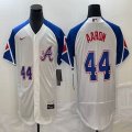 Nike Atlanta Braves #44 Hank Aaron white blue Flexbase Authentic Collection Jersey-BD 03