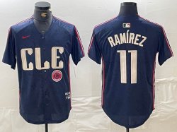 Nike Cleveland Indians #11 Jose Ramirez blue majestic baseball jersey-BD 08