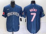 2023 World Cup Mexico #7 Julio Urias blue majestic baseball jerseys 95