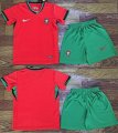 2024-2025 Portugal team red green kid soccer jerseys home