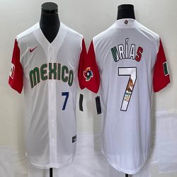 2023 World Cup Mexico #7 Julio Urias white red majestic baseball jerseys 24