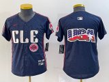 Youth Nike Cleveland Indians blank blue majestic baseball jersey -BD 09