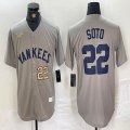 Nike New York Yankees #22 Juan Soto gray throwback majestic baseball Jersey-BD