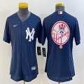 Youth Nike New York Yankees blank blue majestic baseball Jerseys-BD