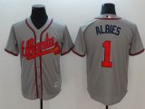 Atlanta Braves #1 Ozzie Albies gray MLB majestic baseball Jersey