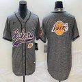 Nike Los Angeless Lakers blank Hemp grey baseball jerseys Joint name-BD 06