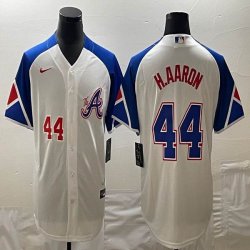 Nike Anaheim Angels #44 Hank Aaron white blue majestic baseball city version 02