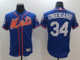 2017 New York Mets 34# Noah Syndergaard blue Flexbase Authentic Collection Jersey