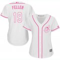 2017 Women Cleveland Indians 19# Bob Feller white majestic mlb jersey