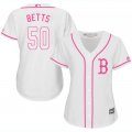 2017 Women Boston Red Sox #50 Mookie Betts white majestic mlb jersey