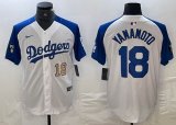 Nike Los Angeles Dodgers #18 Yoshinobu Yamamoto white blue basketball baseball Jerseys 03