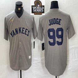 Nike New York Yankees #99 Aaron Judge gray throwback majestic baseball Jersey-BD