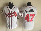 Atlanta Braves #47 Tom Glavine white throwback baseball jersey