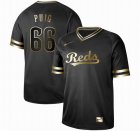 Nike Cincinnati Reds #66 Yasiel Puig black gold baseball jersey