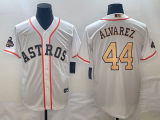 Nike Houston Astros #44 Yordan Alvarez white gold majestic baseball jerseys 01